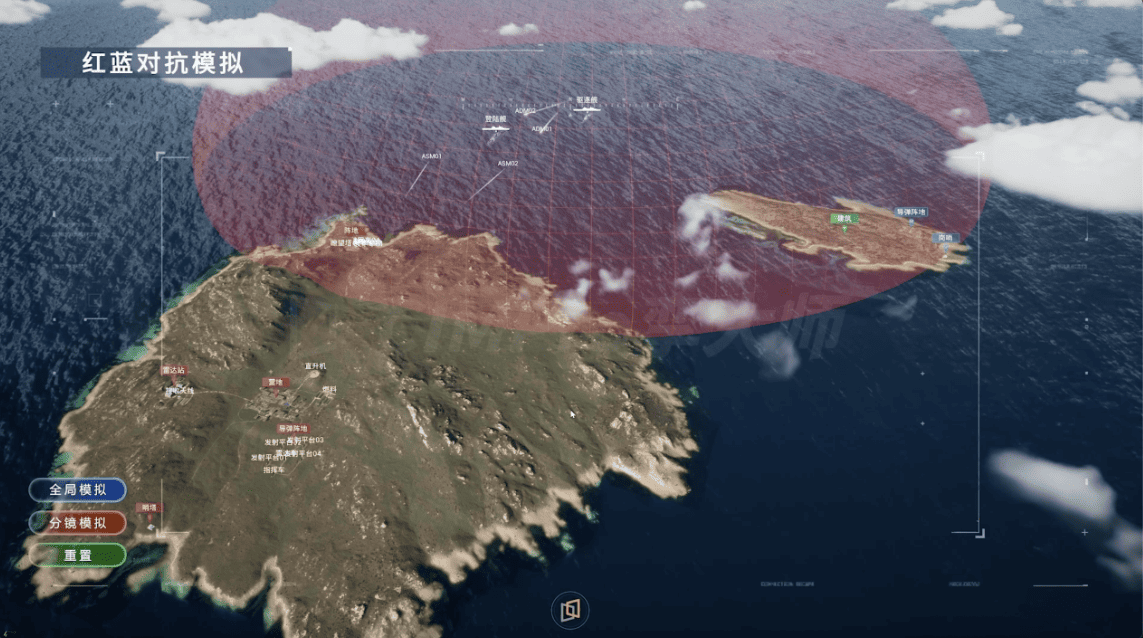 某红蓝对抗全域作战沙盘